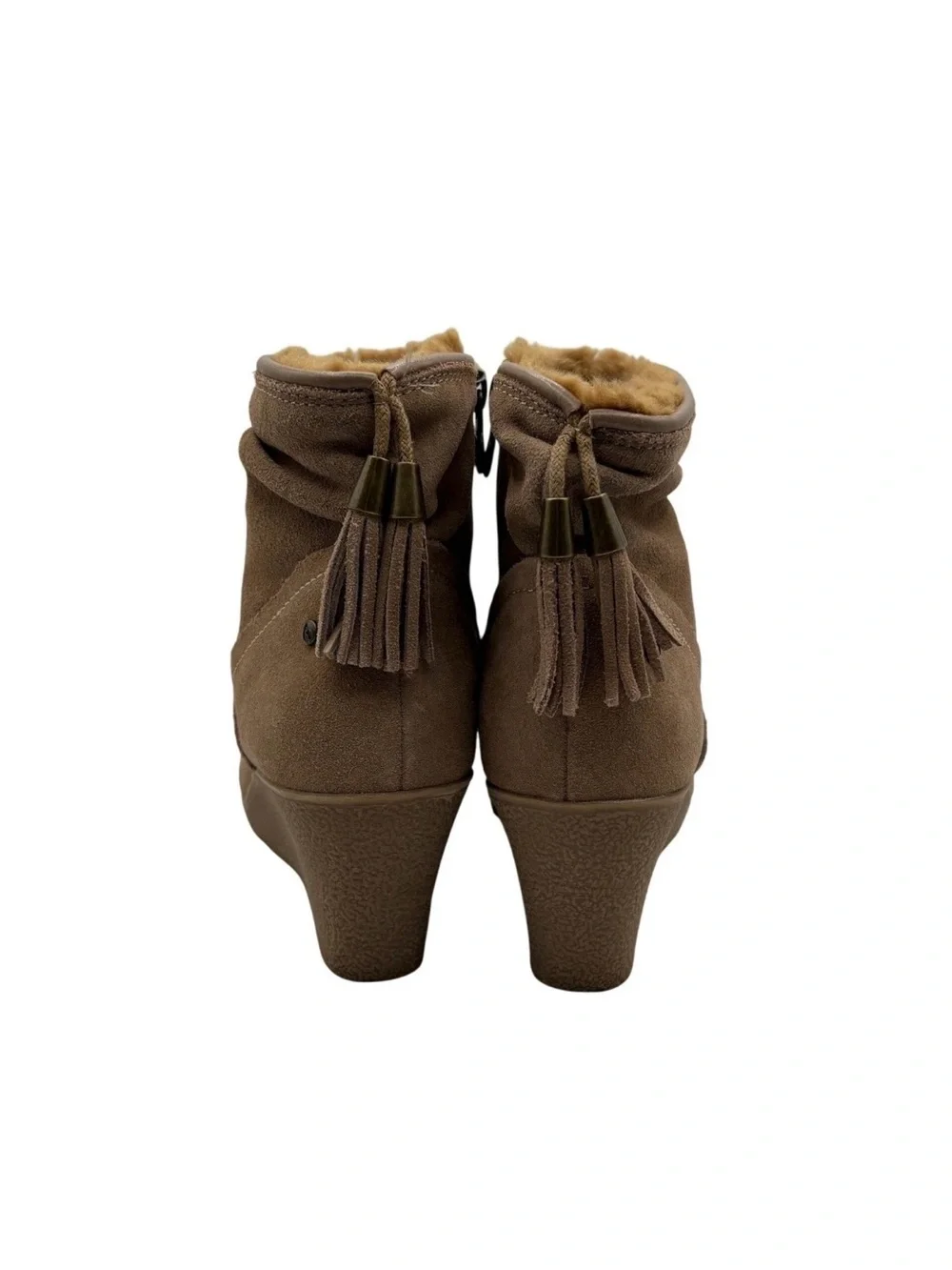 NIB Sporto Wind, Size 8W in New Tan Suede, Waterproof Wedge Ankle Booties Comfy